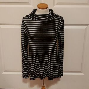 Everleigh Womens Soft Knit Long Sleeve Striped Turtleneck Black & White Size XS‎